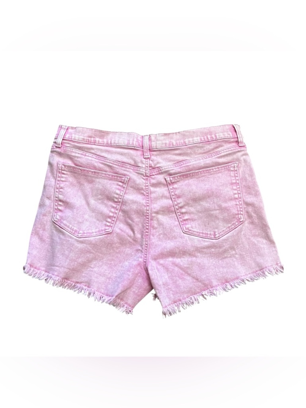 Y2K Pink Acid Wash Denim Shorts Size‎ 15/32 Frayed Hem - Picture 2 of 6